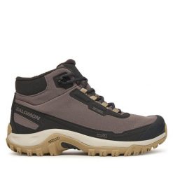 Trekkingi Salomon. Brązowe obuwie trekkingowe damskie Salomon, bez zapięcia. Za 619.99 zł.