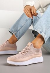 Różowe Buty Sportowe Sneakersy z Siateczkową Cholewką Helazia. Czerwone obuwie sportowe casual damskie Renee, z jeansu. Za 69.99 zł.