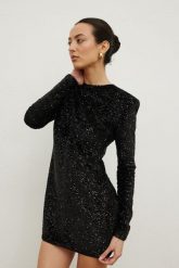 Sukienka z cekinami w kolorze BLACK- CONFETTI. Czarne sukienki damskie Marsala, bez wzorów, z elastanu, eleganckie, bez ramiączek. Za 339.90 zł.