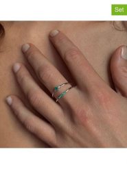 Les Petites Précieuses Srebrne pierścionki (2 szt.) ze szmaragdami rozmiar: 60. Szare pierścionki damskie Les Petites Précieuses, z szmaragdem, srebrne. Za 340.18 zł.