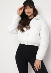 Biała Kurtka Pikowana o Krótkim Fasonie z Kapturem Tinthella. Białe kurtki damskie Born2be, l, z aplikacjami, z jeansu, z kapturem. Za 109.99 zł.