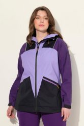 Damskie Kurtka sportowa kurtka wewnętrzna wodoodporna. Czarne kurtki sportowe damskie Ulla Popken, plus size, bez wzorów, z materiału, z kapturem. Za 699.99 zł.