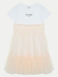 Guess Sukienka codzienna J5RK18 K6YW0 Różowy Regular Fit. Czerwone sukienki dziewczęce Guess, z aplikacjami, z bawełny, bez ramiączek, proste. Za 159.99 zł.