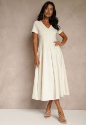 Jasnobeżowa Casualowa Sukienka z Bawełną Zeredira. Brązowe sukienki damskie Renee, bez wzorów, z bawełny, eleganckie, bez ramiączek. Za 189.99 zł.