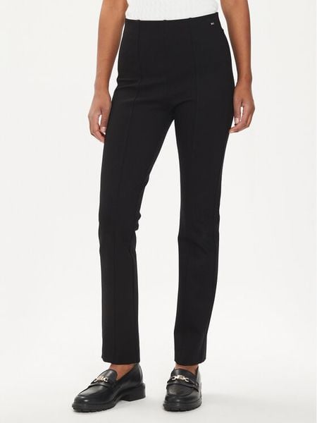 Tommy Hilfiger Spodnie materiałowe Elevated WW0WW39721 Czarny Slim Fit. Czarne spodnie materiałowe damskie Tommy Hilfiger, bez wzorów, z materiału. Za 309.99 zł.