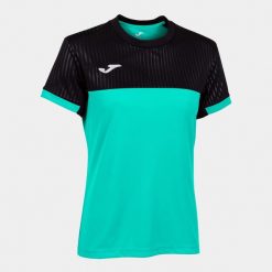 Koszulka do tenisa z krótkim rekawem damska Joma SHORT SLEEVE T- SHIRT. Czarne bluzki damskie Joma, s, bez wzorów, bez kołnierzyka, bez ramiączek. Za 89.00 zł.