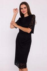 Elegancka ołówkowa dwuczęściowa sukienka koronkowa czarna. Czarne sukienki damskie Stylove, bez wzorów, z koronki, eleganckie, bez ramiączek. Za 449.00 zł.