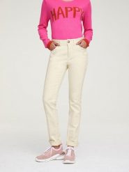 Heine Dżinsy - Slim fit - w kolorze kremowym rozmiar: W20. Brązowe jeansy damskie Heine, z podwyższonym stanem. Za 90.45 zł.