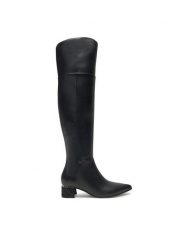 Guess Kozaki Lucie2 FLFLU2 ELE11 Czarny. Czarne kozaki damskie Guess, ze skóry, bez obcasa, na słupku, bez zapięcia. Za 1,099.00 zł.