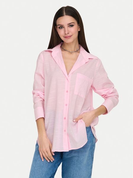 ONLY Koszula Salina 15335255 Różowy Regular Fit. Czerwone koszule damskie Only, xs, bez wzorów, z bawełny, bez kołnierzyka, bez ramiączek. Za 89.99 zł.