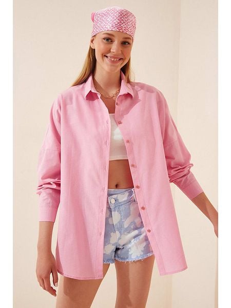 Happiness Istanbul Koszula w kolorze jasnoróżowym rozmiar: 36. Różowe koszule damskie Happiness Istanbul, bez wzorów, bez kołnierzyka, bez ramiączek. Za 61.45 zł.