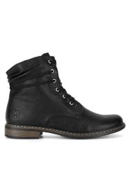 Rieker Botki 71218-00 Czarny. Czarne botki damskie Rieker, z materiału, bez obcasa, na płaskiej podeszwie, bez zapięcia. Za 287.99 zł.