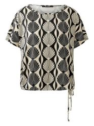 Miss Lagotte Koszulka w kolorze beżowo-czarnym rozmiar: 46. Brązowe bluzki damskie Miss Lagotte, bez wzorów, bez kołnierzyka, bez ramiączek. Za 136.13 zł.