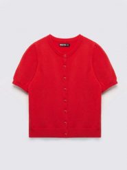 Sweter damski zapinany na guziki z krótkim rękawem czerwony Manona 603. Czerwone swetry klasyczne damskie Big Star, l, z dzianiny, bez kołnierzyka. Za 139.99 zł.