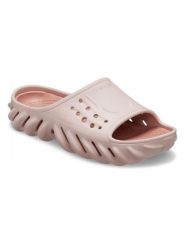 Crocs Klapki "Echo" w kolorze jasnoróżowym rozmiar: 43/44. Różowe klapki damskie Crocs, bez wzorów, z otwartym noskiem, bez obcasa, bez zapięcia. Za 75.34 zł.