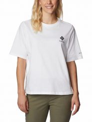 Columbia Koszulka "North Cascades™" w kolorze białym rozmiar: XS. Białe bluzki damskie Columbia, xs, bez wzorów, z bawełny, bez kołnierzyka, bez ramiączek. Za 48.28 zł.