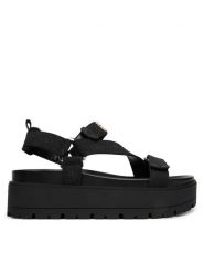 Guess Sandały FLJFTT FAL03 Czarny. Czarne sandały damskie Guess, z aplikacjami, z materiału, bez obcasa, na płaskiej podeszwie, bez zapięcia. Za 529.99 zł.