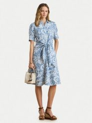 LAUREN RALPH LAUREN Sukienka koszulowa 200P08916002 Niebieski Regular Fit. Niebieskie sukienki damskie Lauren Ralph Lauren, bez wzorów, ze lnu, bez ramiączek. Za 1,599.00 zł.