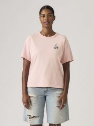 Levi's Koszulka w kolorze jasnoróżowym rozmiar: XS. Różowe bluzki damskie Levi's, s, bez wzorów, z bawełny, bez kołnierzyka, bez ramiączek. Za 111.84 zł.