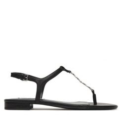 Sandały KARL LAGERFELD. Czarne sandały damskie KARL LAGERFELD, bez wzorów, bez obcasa, na płaskiej podeszwie, bez zapięcia. Za 695.99 zł.