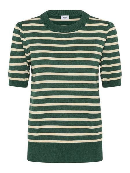 SAINT TROPEZ Koszulka dzianinowa w kolorze zielonym rozmiar: M. Zielone koszulki damskie Saint Tropez, m, bez wzorów, z dzianiny, bez kołnierzyka, bez ramiączek. Za 110.04 zł.