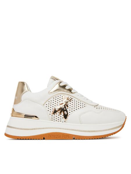Patrizia Pepe Sneakersy PPJ313 27 Biały. Białe buty sportowe dziewczęce Patrizia Pepe, bez wzorów, ze skóry, bez zapięcia. Za 359.99 zł.
