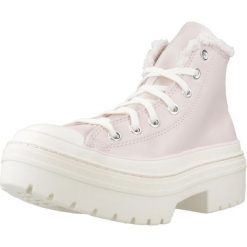 Buty CONVERSE CTAS LUGGED HEEL HI Rose. Czerwone obuwie sportowe casual damskie Converse, ze skóry. Za 321.99 zł.
