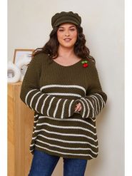 Curvy Lady Sweter w kolorze khaki rozmiar: 40/42. Brązowe swetry klasyczne damskie Curvy Lady, ze splotem, bez kołnierzyka. Za 115.77 zł.
