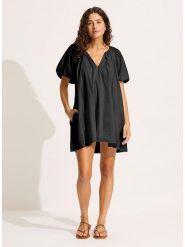 Seafolly Sukienka w kolorze czarnym rozmiar: XL. Czarne sukienki damskie Seafolly, bez wzorów, z bawełny, bez ramiączek. Za 157.73 zł.