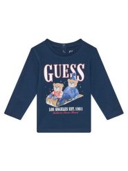 Guess Bluzka I5BI00I3Z14 Niebieski Regular Fit. Niebieskie t-shirty i koszulki chłopięce Guess, z aplikacjami, z bawełny, bez kołnierzyka, bez ramiączek. Za 69.99 zł.