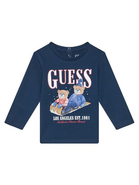 Guess Bluzka I5BI00I3Z14 Niebieski Regular Fit. Niebieskie t-shirty i koszulki chłopięce Guess, z aplikacjami, z bawełny, bez kołnierzyka, bez ramiączek. Za 49.99 zł.