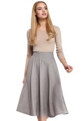Szara Midi Spódnica z Kontrafałdami. Szare spódnice damskie MOE, l, bez wzorów, z elastanu, midi. Za 203.90 zł.