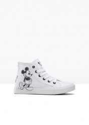Wysokie sneakersy Myszka Miki. Białe obuwie sportowe casual damskie bonprix. Za 159.99 zł.