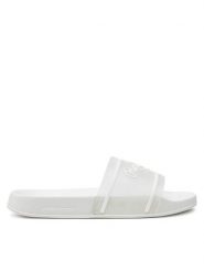 Pepe Jeans Klapki Slider Translucent W PLS70147 Biały. Białe klapki damskie Pepe Jeans, bez wzorów, z jeansu, bez obcasa, bez zapięcia. W wyprzedaży za 139.99 zł.