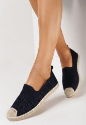 Granatowe Espadryle z Ażurowej Siateczki Ozdobione Plecionką Lanivesa. Niebieskie espadryle damskie Born2be, w ażurowe wzory, bez obcasa. Za 44.99 zł.