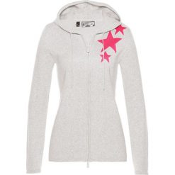 Sweter rozpinany bonprix jasnoszary melanż - różowy hibiskus. Kardigany damskie bonprix. Za 109.99 zł.