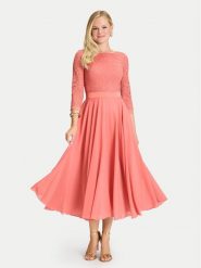 Swing Sukienka koktajlowa 77761710 Koralowy Regular Fit. Pomarańczowe sukienki damskie Swing, bez wzorów, z syntetyku, wizytowe, bez ramiączek. Za 539.99 zł.