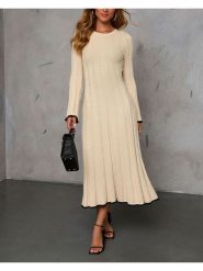 Milan Kiss Sukienka dzianinowa w kolorze beżowym rozmiar: S. Brązowe sukienki damskie Milan Kiss, bez wzorów, z dzianiny, bez ramiączek. Za 152.99 zł.