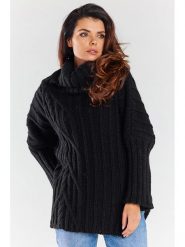 Awama Sweter w kolorze czarnym rozmiar: onesize. Czarne golfy damskie Awama, ze splotem, bez kołnierzyka. Za 227.85 zł.