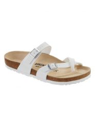 Birkenstock Japonki "Mayari" w kolorze białym rozmiar: 41. Białe klapki damskie Birkenstock, bez wzorów, z otwartym noskiem, bez obcasa, bez zapięcia. Za 336.01 zł.