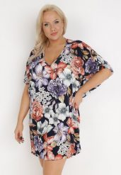 Granatowa Sukienka z Wiskozy Irima. Niebieskie sukienki damskie Born2be, z aplikacjami, z wiskozy, bez ramiączek. Za 99.99 zł.