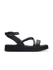 Clarks Skórzane sandały "Alda Cross" w kolorze czarnym rozmiar: 39,5. Czarne sandały damskie Clarks, bez wzorów, z otwartym noskiem, bez obcasa, bez zapięcia. Za 158.10 zł.