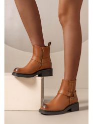 C'M Botki w kolorze jasnobrązowym rozmiar: 41. Brązowe botki damskie C'M, bez obcasa, bez zapięcia. Za 152.99 zł.