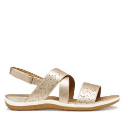 Sandały Geox. Żółte sandały damskie Geox, bez wzorów, bez obcasa, na płaskiej podeszwie, bez zapięcia. Za 359.99 zł.