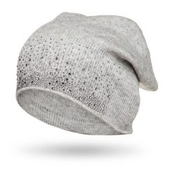 Czapka z kryształkami szara Peterson PTN HAT-01. Szare czapki damskie Peterson, na zimę, bez wzorów. Za 50.00 zł.