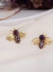 L'Atelier de Gaia Pozłacane kolczyki-wkrętki z ametystem i cyrkoniami rozmiar: onesize. Różowe kolczyki damskie L'Atelier de Gaia, z ametystem, pozłacane. Za 43.99 zł.