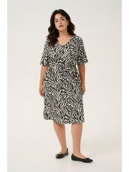 KAFFE curve Sukienka w kolorze kremowo-czarnym rozmiar: XL. Brązowe sukienki damskie KAFFE curve, bez wzorów, bez ramiączek. Za 129.95 zł.