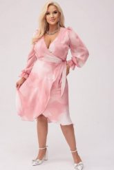 Elegancka sukienka Pudrowe Marzenie PLUS SIZE XXL OVERSIZE WIOSNA. Czerwone sukienki damskie Moda Size Plus Iwanek, bez wzorów, z elastanu, eleganckie, bez ramiączek. Za 359.90 zł.