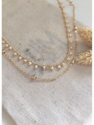 Atelier MIU Pozłacany naszyjnik z elementami ozdobnymi - dł. 42 cm rozmiar: onesize. Białe naszyjniki damskie atelier MIU, z kryształem, pozłacane. Za 96.37 zł.