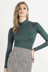Zielony Golf Basic z Koronkową Wypustką. Zielone golfy damskie Wow Point, l, bez wzorów, z elastanu, bez ramiączek. Za 129.90 zł.